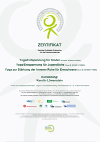 Zertifikat der Zentralen Prüfstelle Prävention Kerstin Löwenstein
